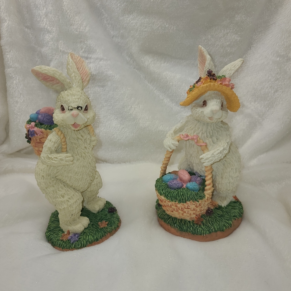 Vintage Three Hands Corp Easter Collection Hand Crafted Bunny Pair